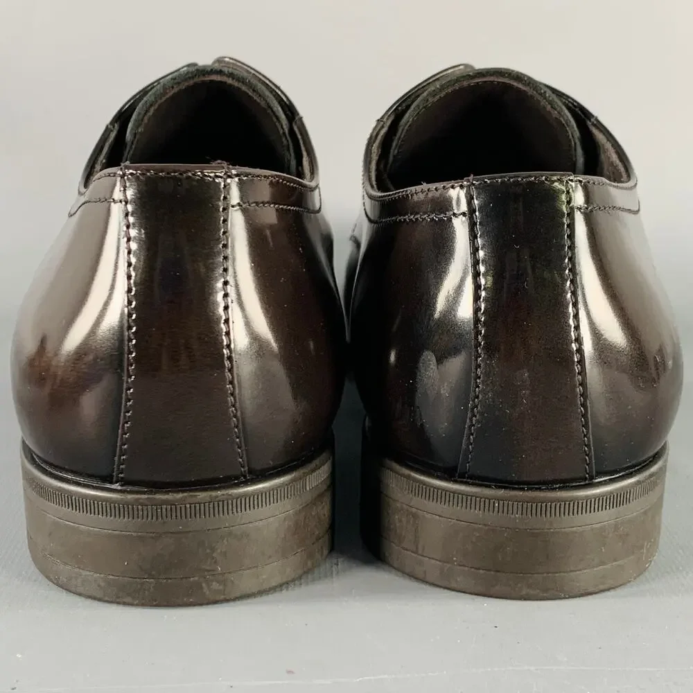 ARMANI COLLEZIONI Size 7.5 Brown Leather Derby Lace-Up Shoes